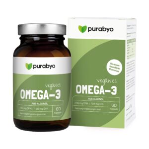 PURABYO Omega-3 Algenöl Kapseln | 250 mg DHA | Glas statt Plastik